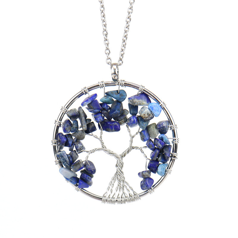Natural Crystal Crush Tree of Life Crush Necklace