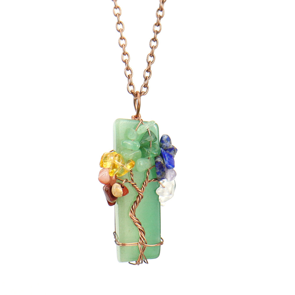 Natural Irregular Crystal Strip Tree of Life Stone Necklace