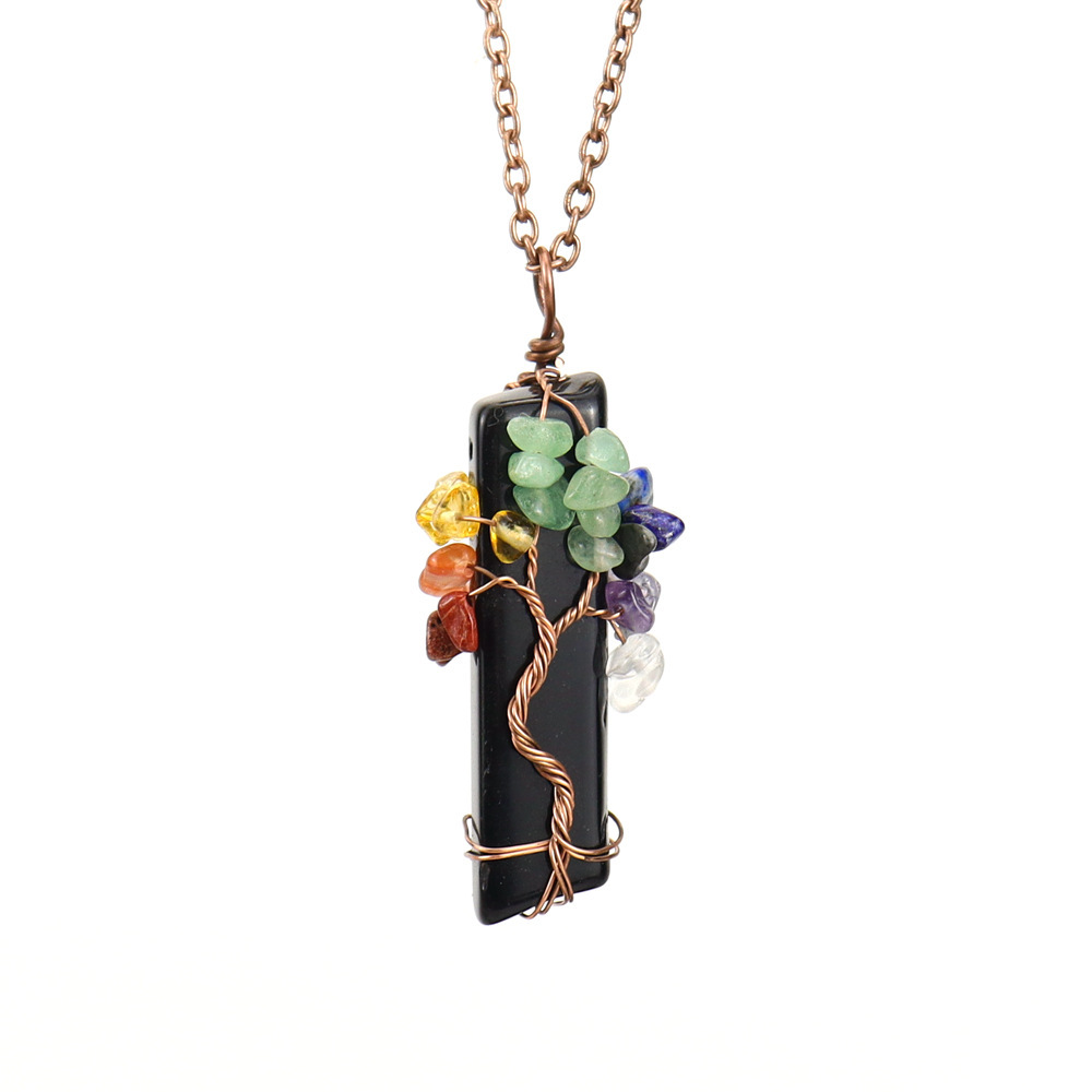 Natural Irregular Crystal Strip Tree of Life Stone Necklace