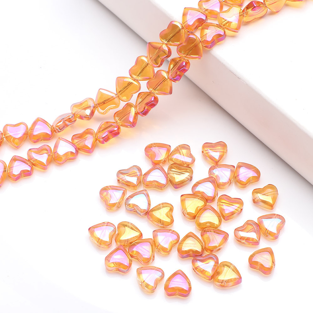 MYK4452-50 Pieces/Bag 8MM Horizontal Hole Smooth Heart-Shaped Peach Piece