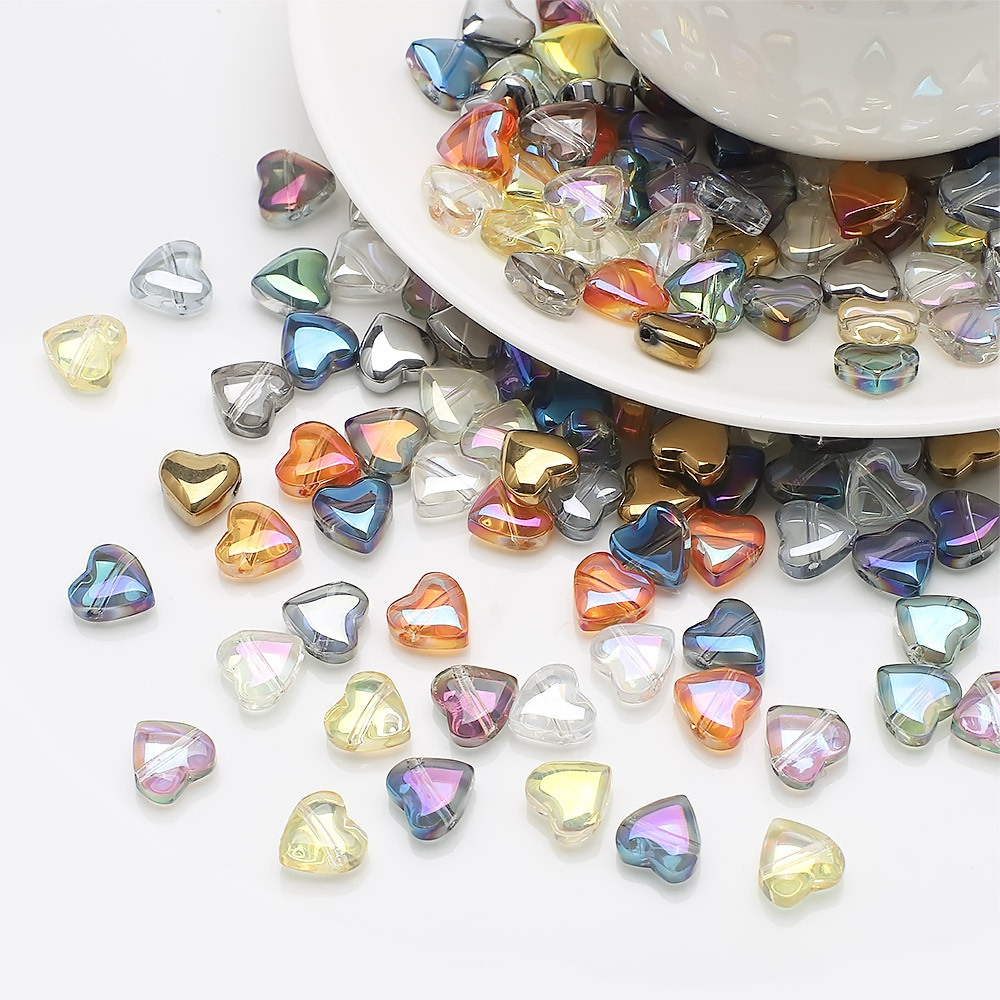 MYK4452-50 Pieces/Bag 8MM Horizontal Hole Smooth Heart-Shaped Peach Piece
