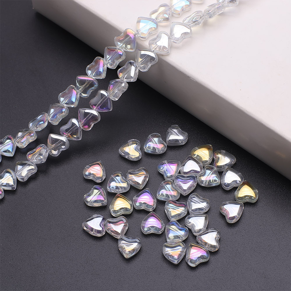 MYK4452-50 Pieces/Bag 8MM Horizontal Hole Smooth Heart-Shaped Peach Piece