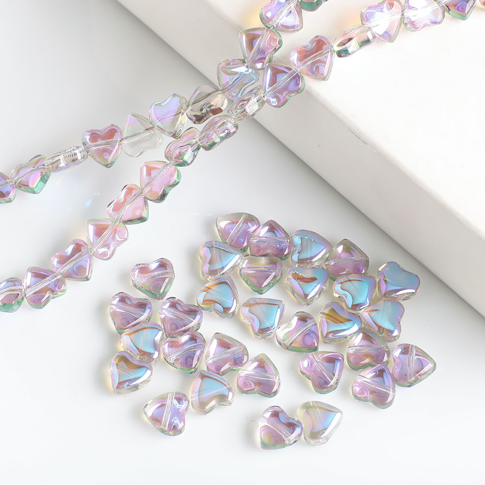 MYK4452-50 Pieces/Bag 8MM Horizontal Hole Smooth Heart-Shaped Peach Piece