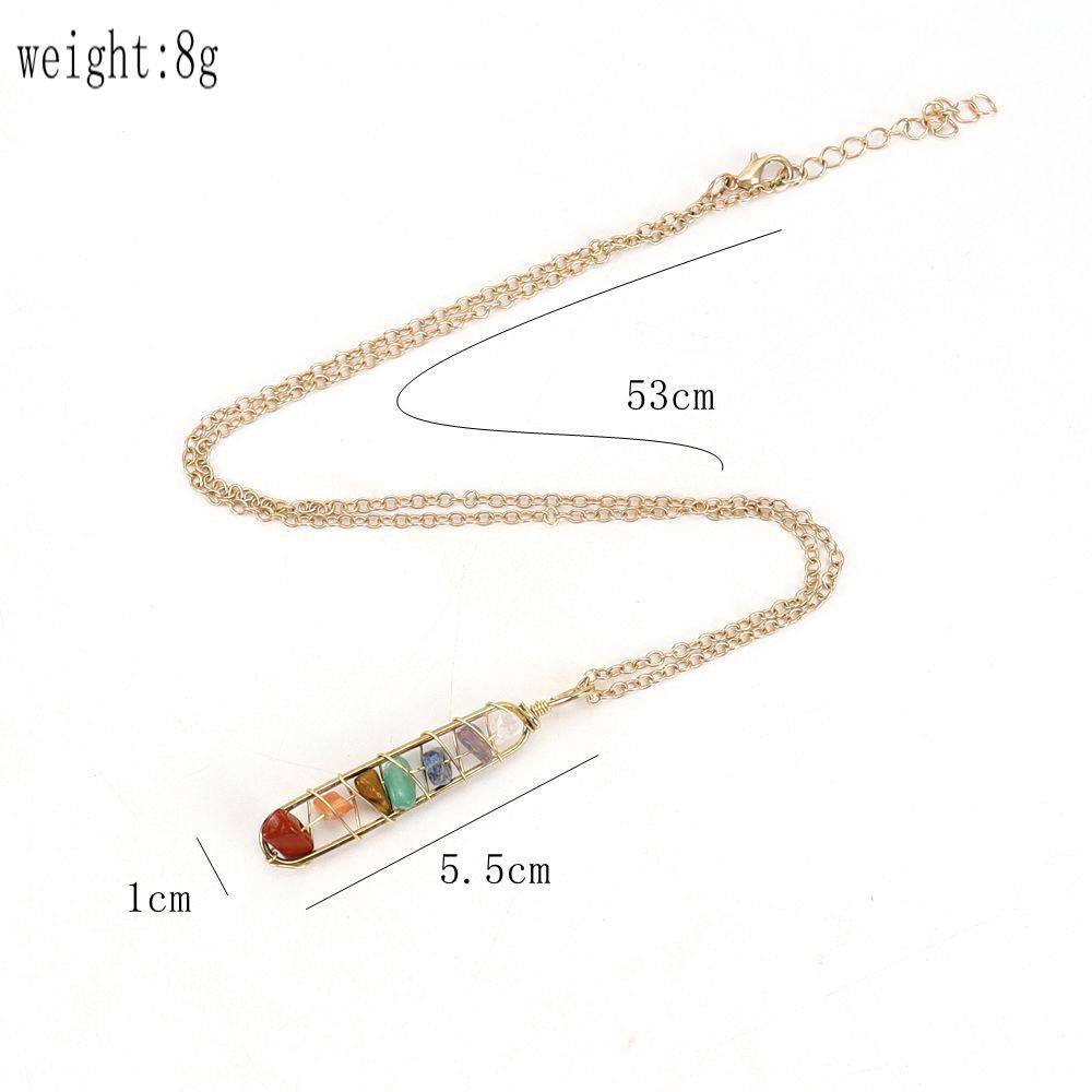 Golden Hand-Wound Crystal Pebble U-Shaped Necklace