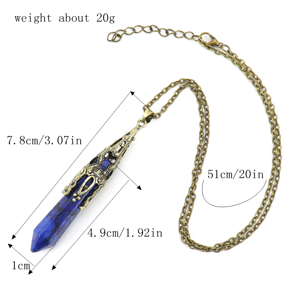 Natural Crystal Single-Pointed Hexagonal Prism Pendulum Necklace