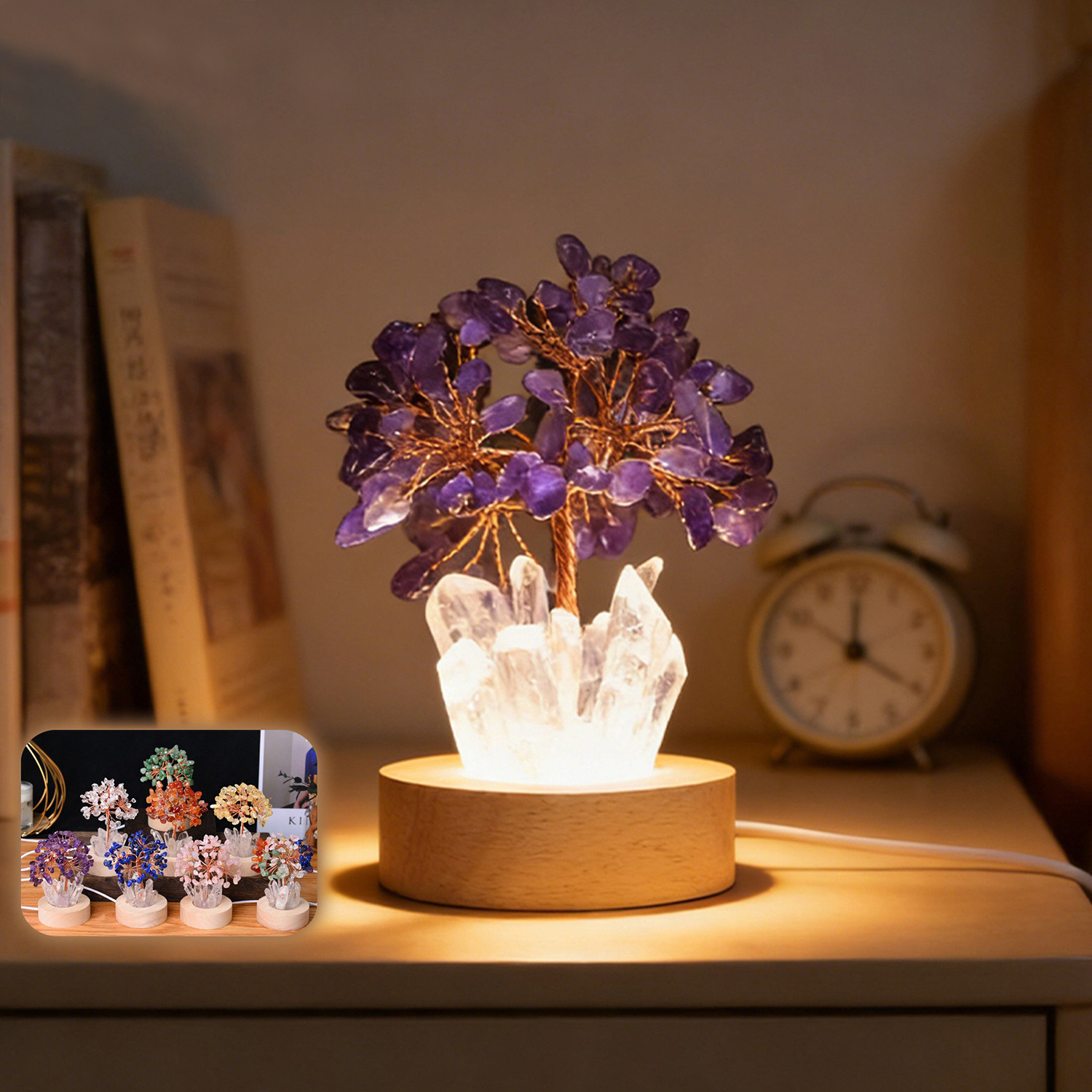 MYK4507-Natural Crystal Tree Cluster Ambient Light Ornament