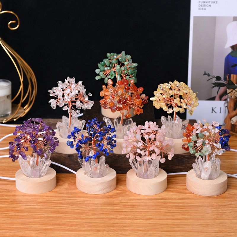 MYK4507-Natural Crystal Tree Cluster Ambient Light Ornament