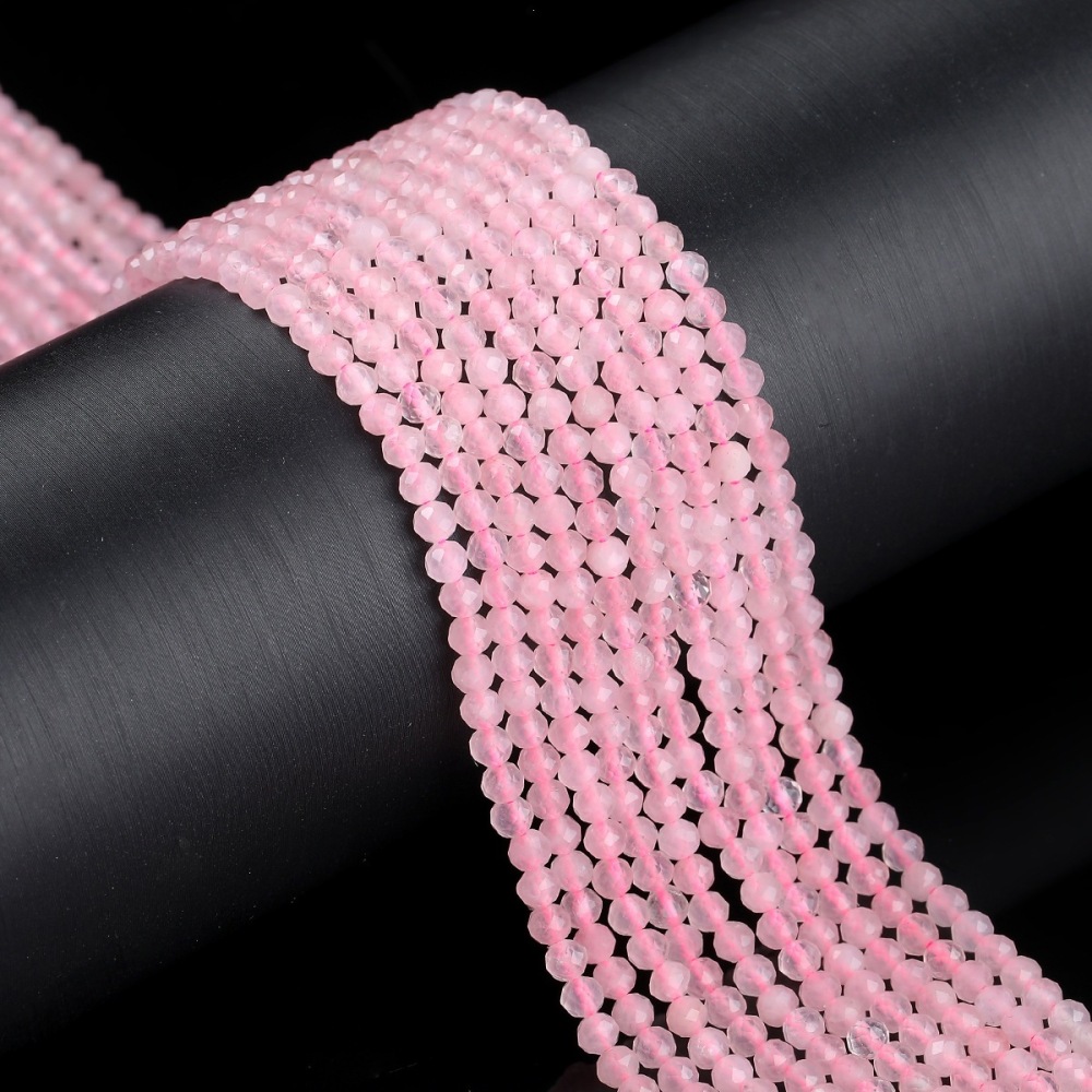 MYK4561-Faceted Natural Rose Quartz Beads
