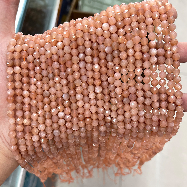 MYK4605-Natural Sunstone AA Faceted Beads