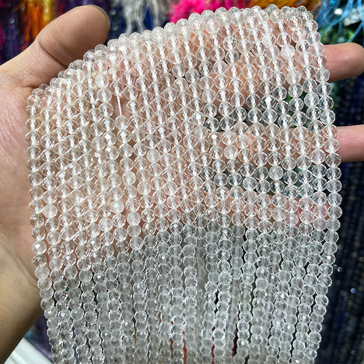MYK4600-Faceted White Crystal Beads