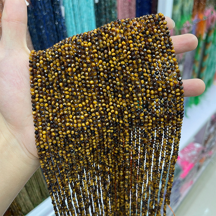 MYK4586-Natural Raw Yellow Tiger's Eye Beads (Faceted)