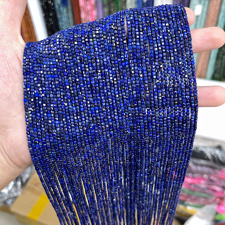 MYK4593-2mm Lapis Lazuli AAA Square Faceted Bead