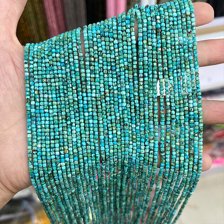 MYK4588-Hubei Turquoise AAA Square Faceted Beads