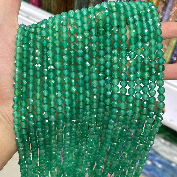 MYK4596-Green Agate AAA/Faceted Beads