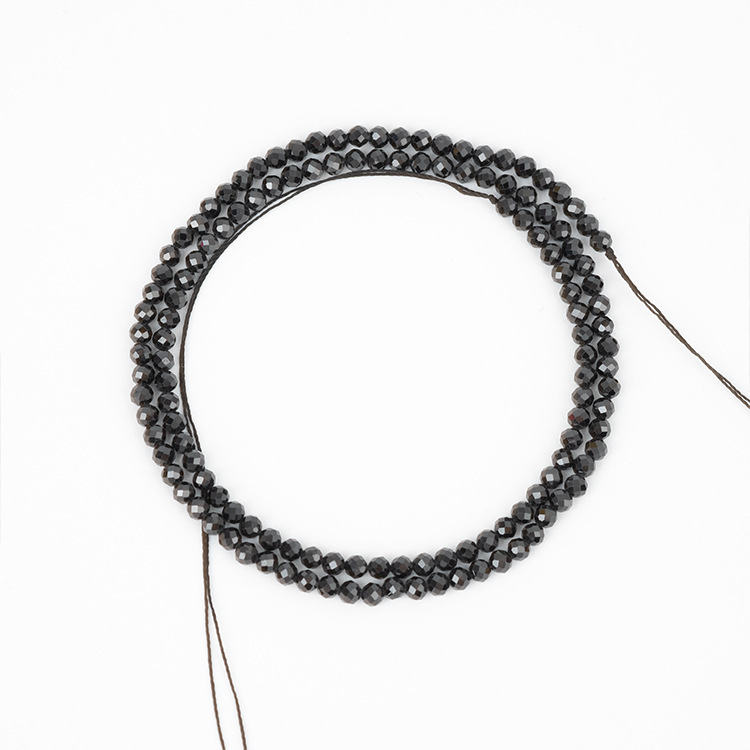 MYK4585-Natural black spinel faceted beads, 2-4mm