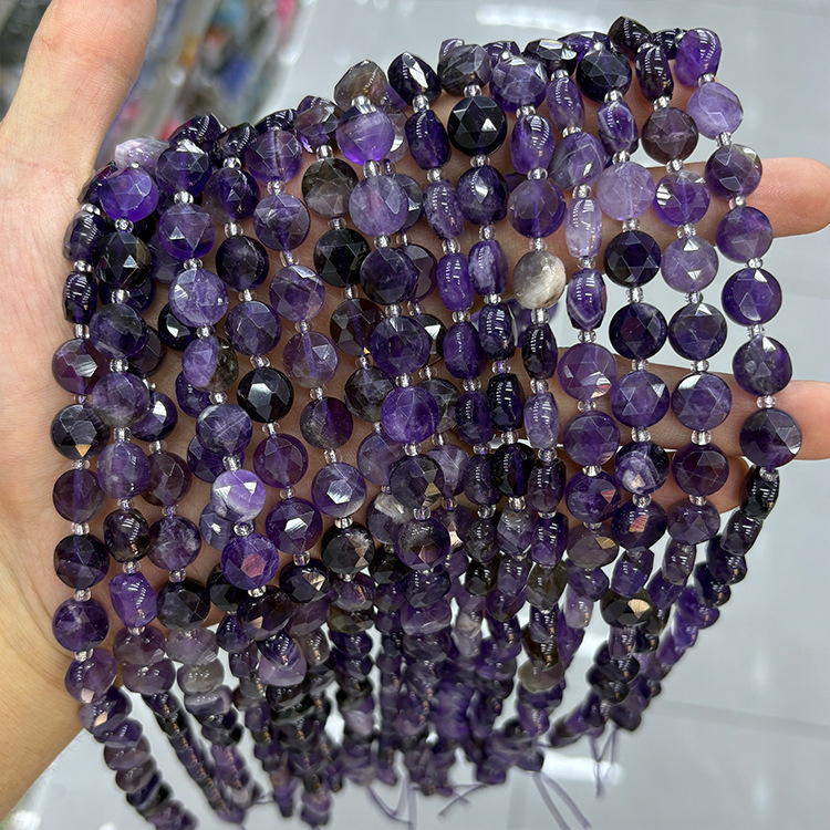 MYK4577-Amethyst/Round Hexagram Faceted Bead