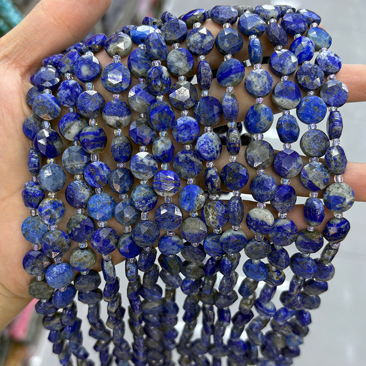 MYK4574-Lapis Lazuli/Round Hexagonal Faceted Bead