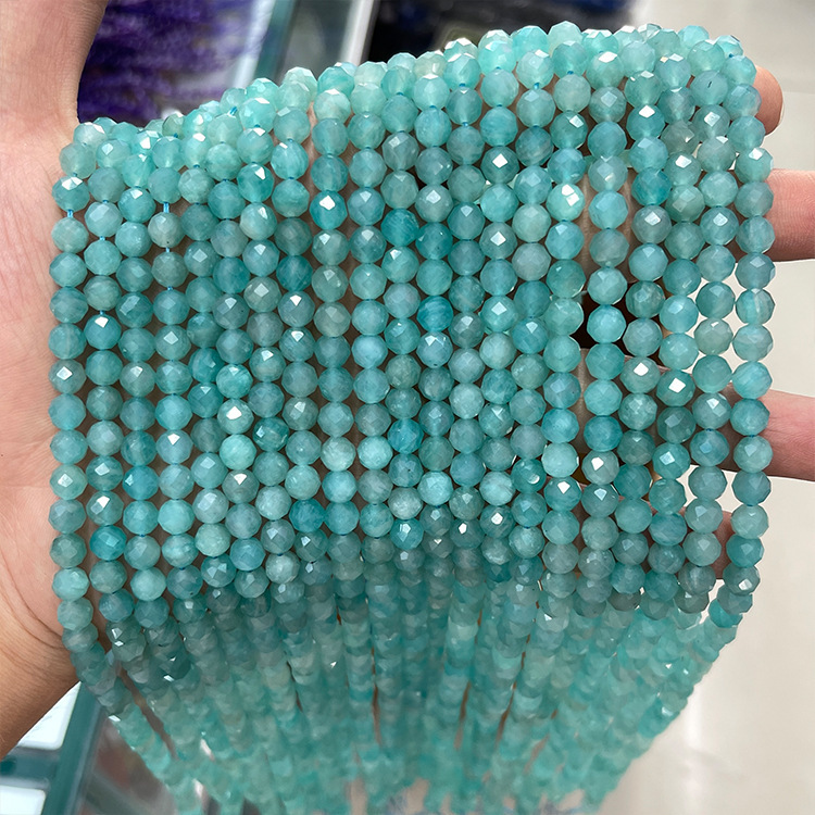 MYK4603-Natural Translucent Amazonite AAA Faceted Beads