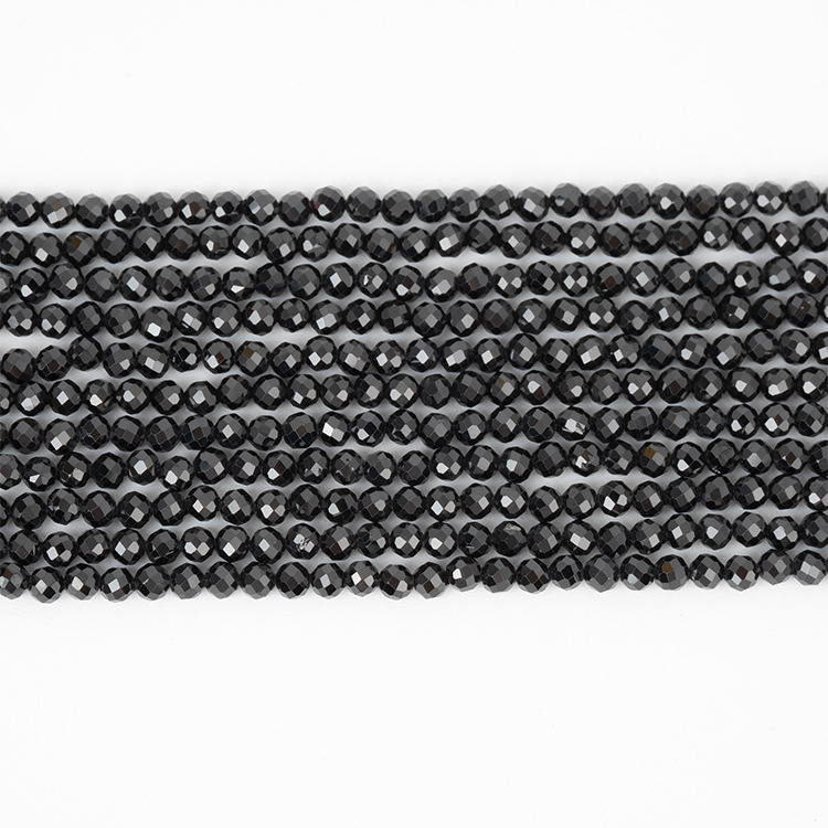 MYK4585-Natural black spinel faceted beads, 2-4mm