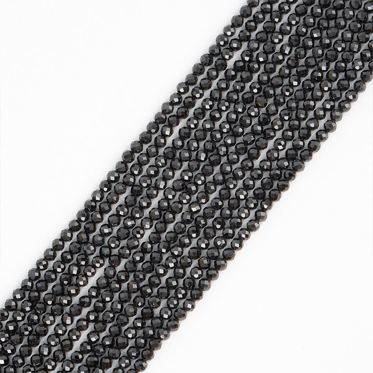 MYK4585-Natural black spinel faceted beads, 2-4mm
