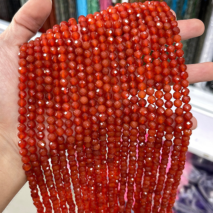 MYK4597-Red Agate AAA/Faceted Beads