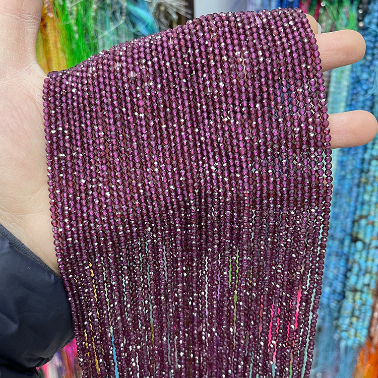 MYK4582-Natural faceted amethyst garnet beads, 2-4mm