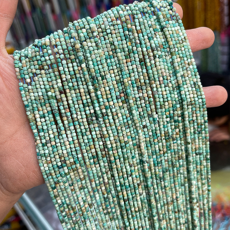MYK4592-2mm Peruvian Turquoise AAA Square Faceted Bead