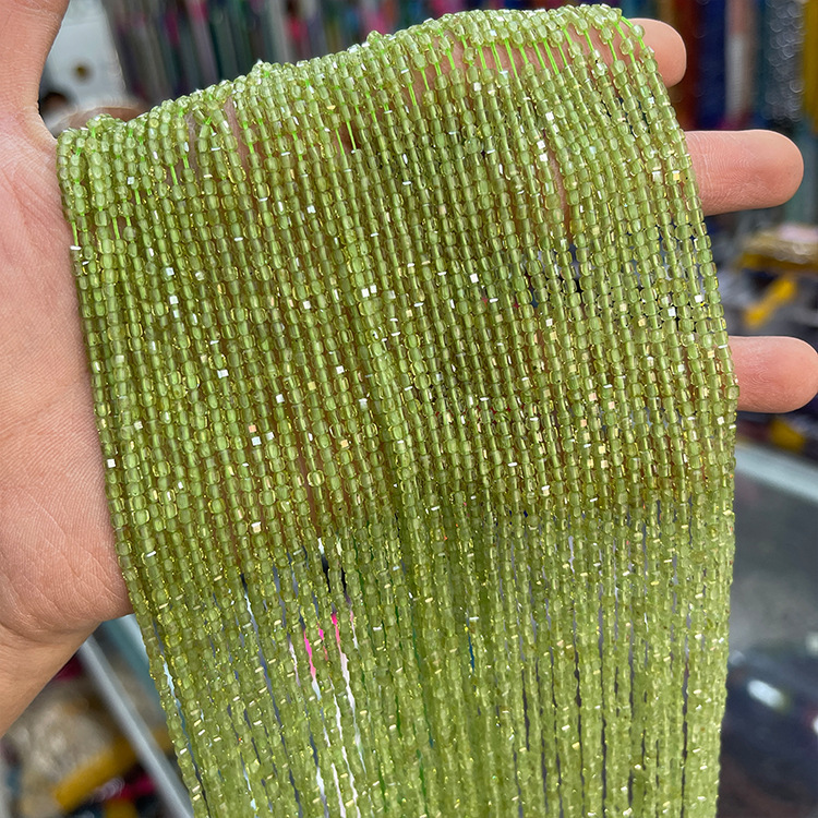 MYK4591- 2mm Peridot AAA Square Faceted Bead