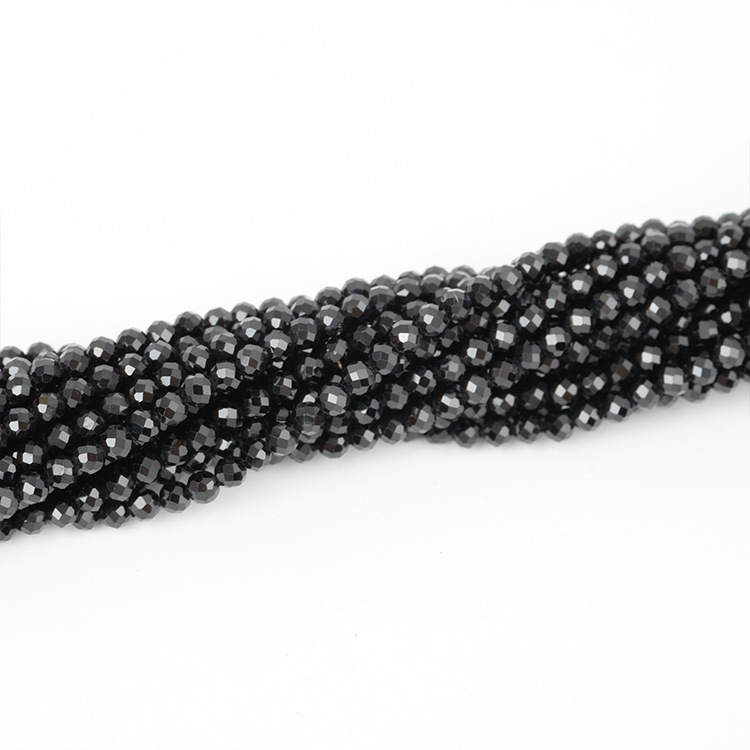 MYK4585-Natural black spinel faceted beads, 2-4mm