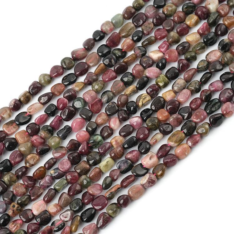MYK4578-Natural tourmaline irregular smooth long strand of tourmaline beads
