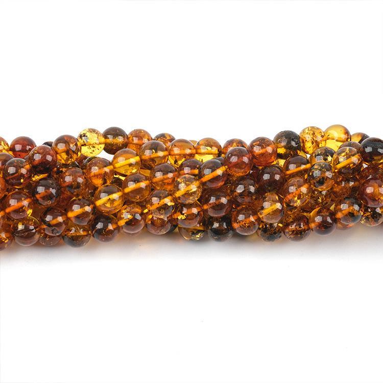 MYK4583-Natural Flower Amber Round Beads
