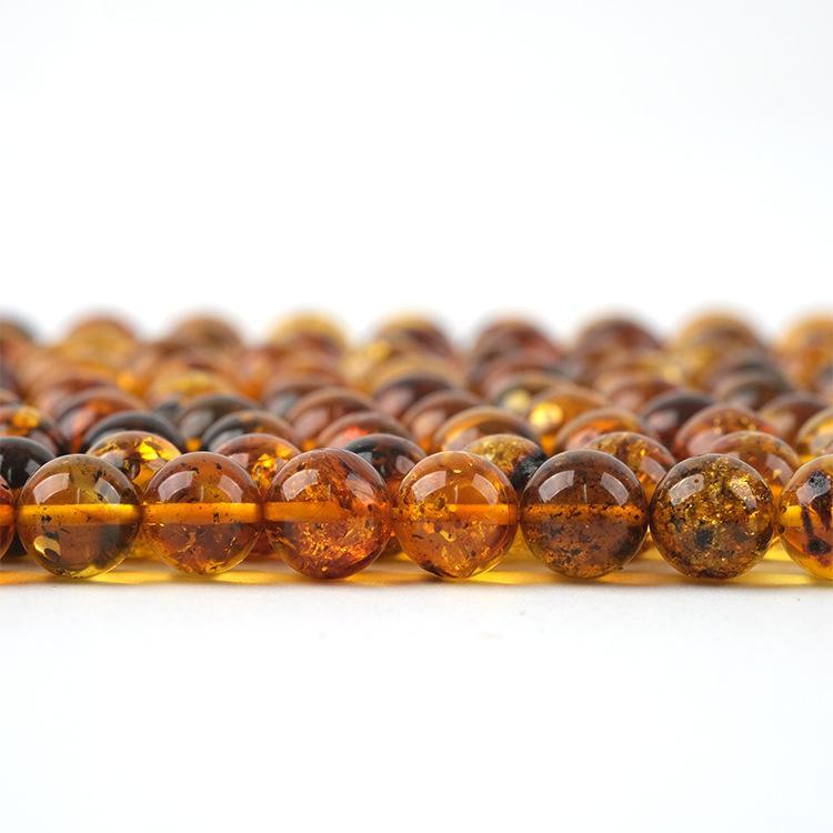 MYK4583-Natural Flower Amber Round Beads