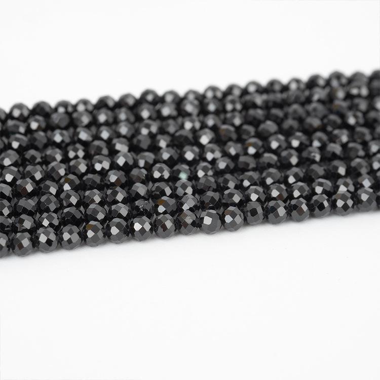 MYK4585-Natural black spinel faceted beads, 2-4mm