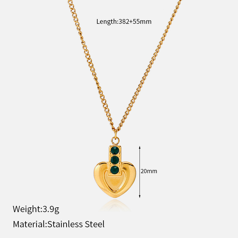 MYK4614-Gold Heart-Shaped Stainless Steel Necklace