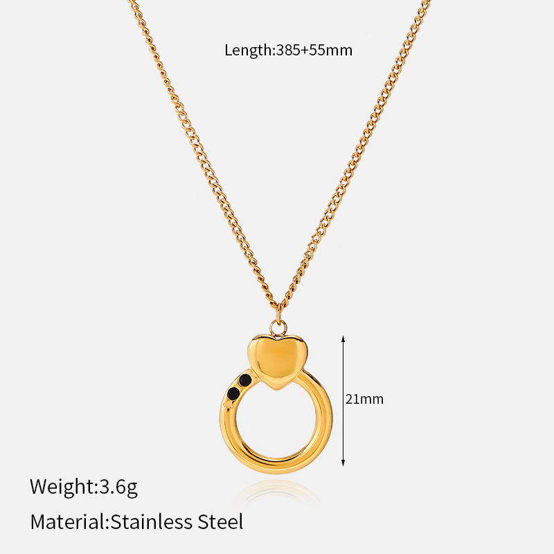 MYK4614-Gold Heart-Shaped Stainless Steel Necklace