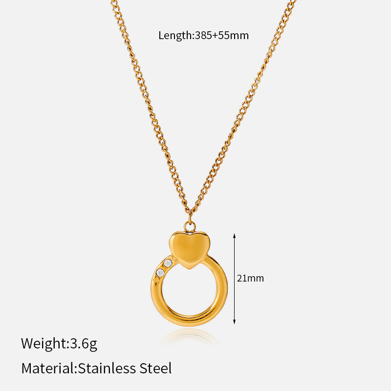 MYK4614-Gold Heart-Shaped Stainless Steel Necklace