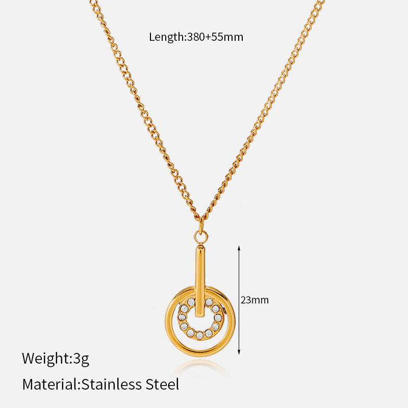 MYK4614-Gold Heart-Shaped Stainless Steel Necklace
