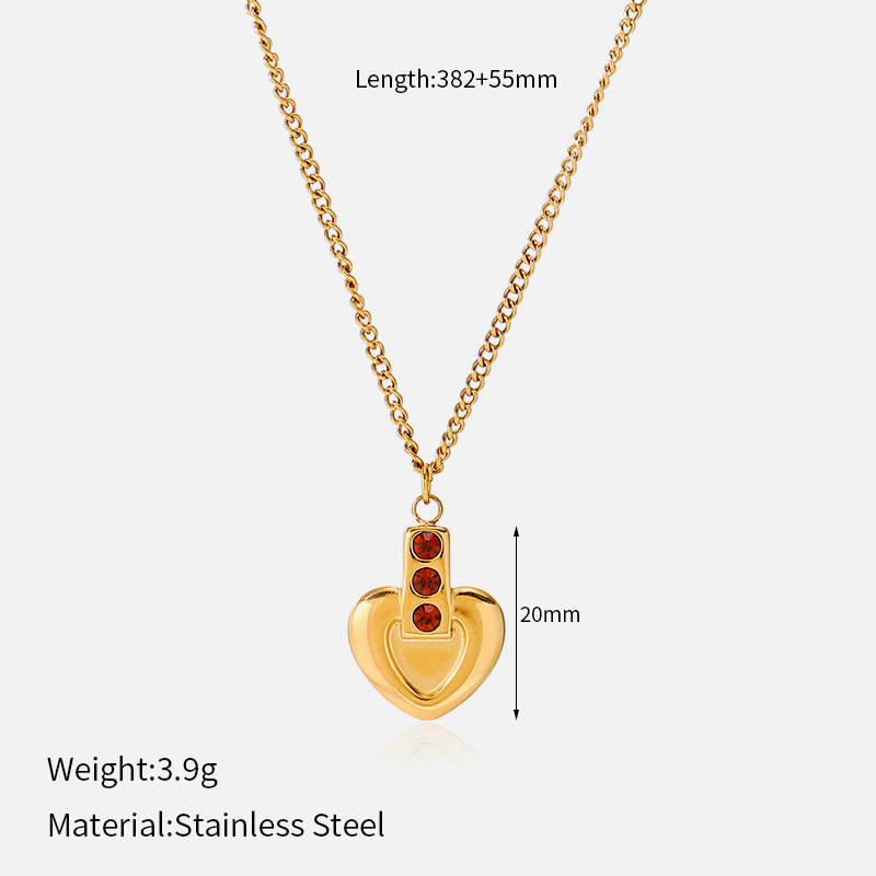 MYK4614-Gold Heart-Shaped Stainless Steel Necklace