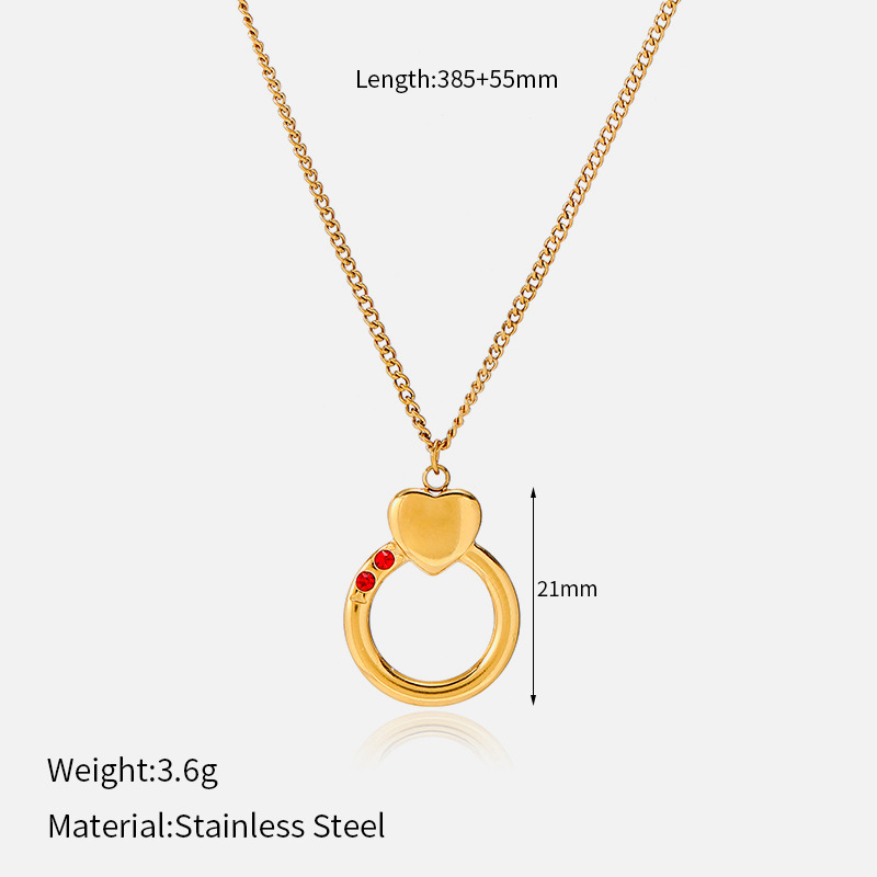 MYK4614-Gold Heart-Shaped Stainless Steel Necklace