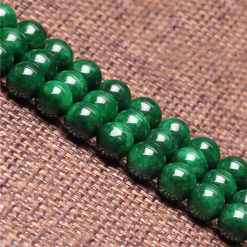 MYK4622-8A dry green jadeite chalcedony beads