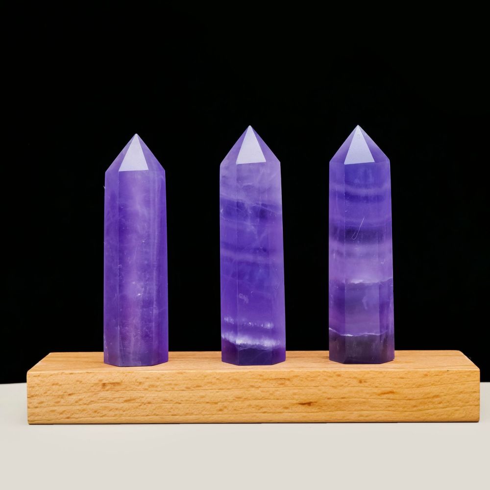 MYK4729-Natural purple fluorite crystal pillar ornament