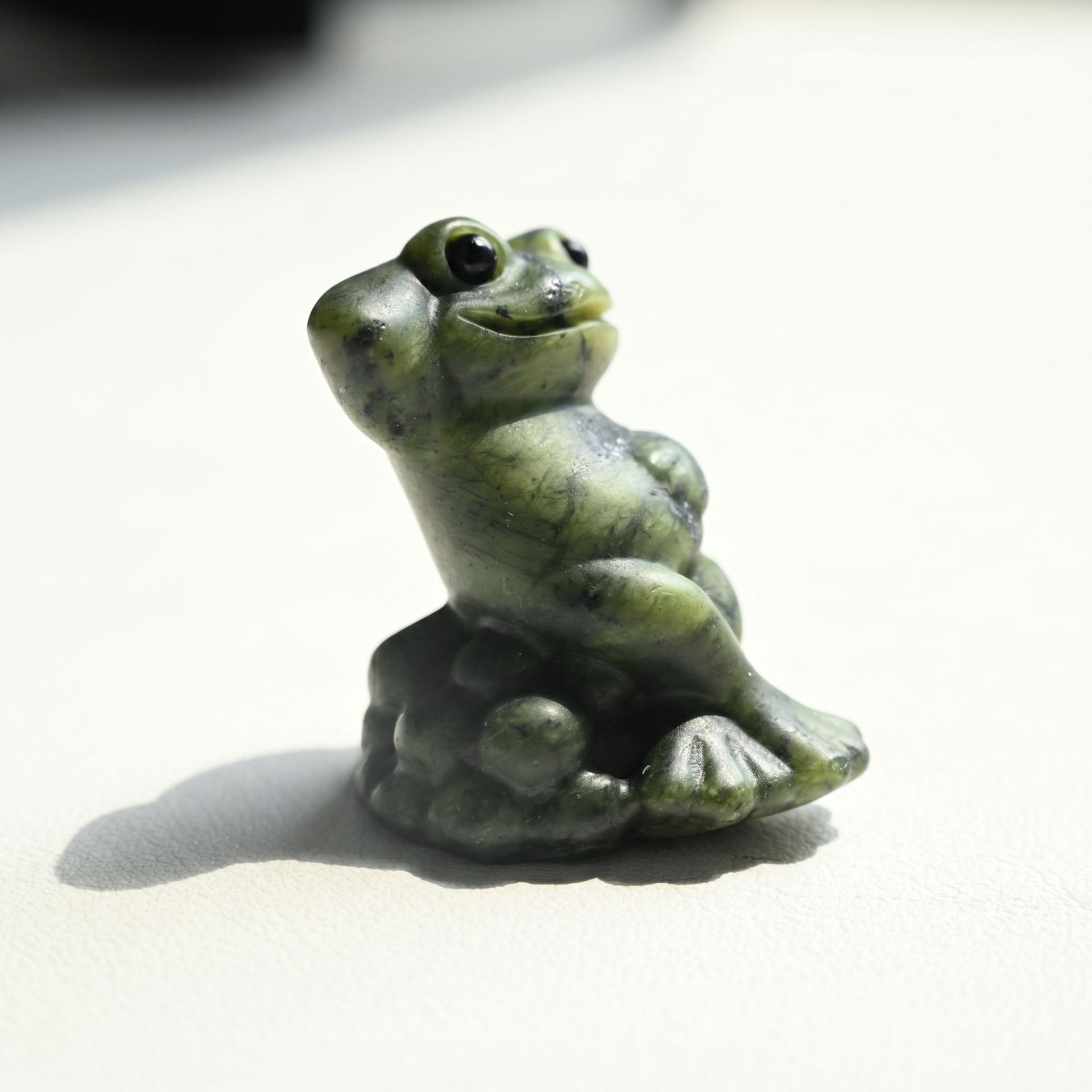 MYK4725-Natural Serpentine Jade Frog with Hands Behind Back