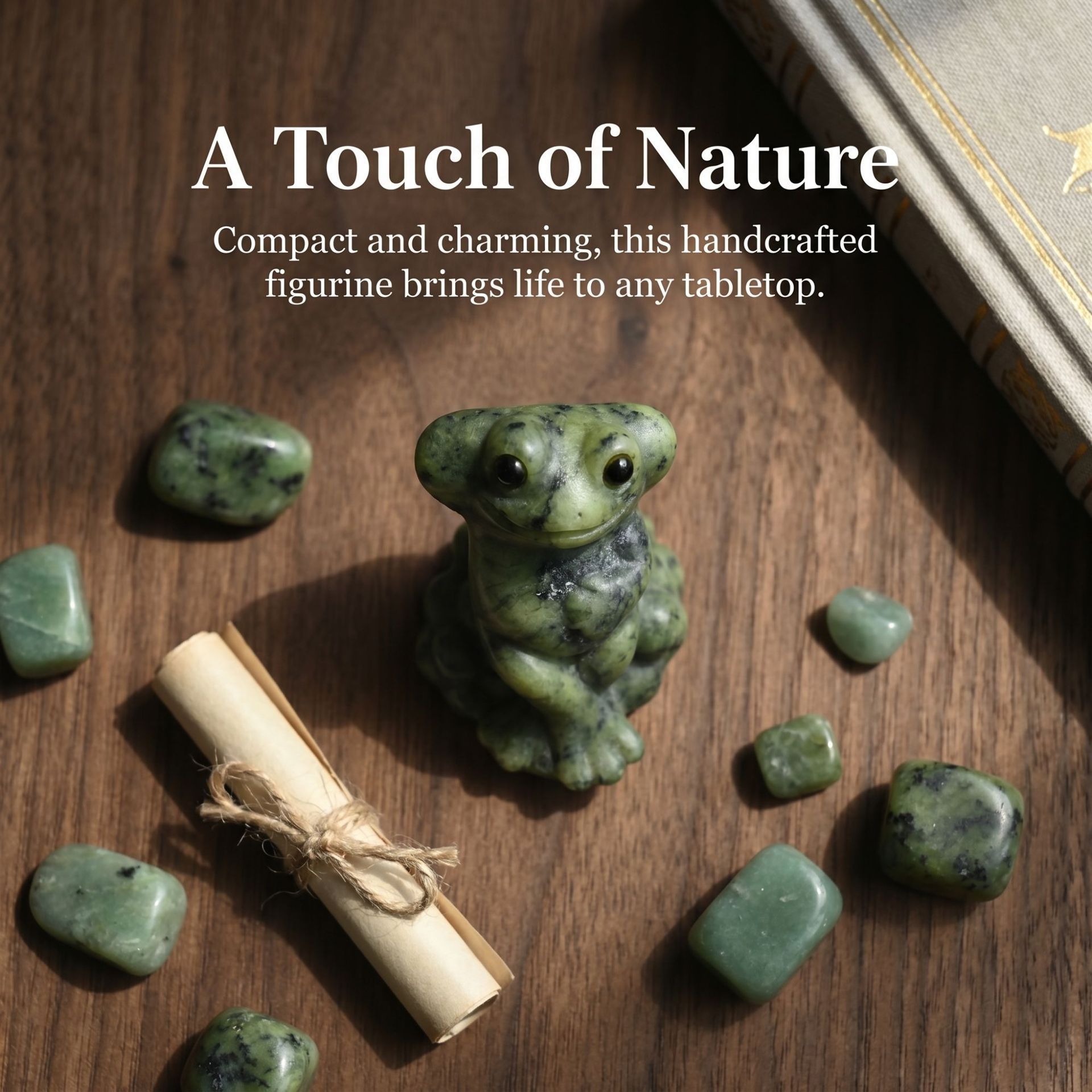 MYK4725-Natural Serpentine Jade Frog with Hands Behind Back