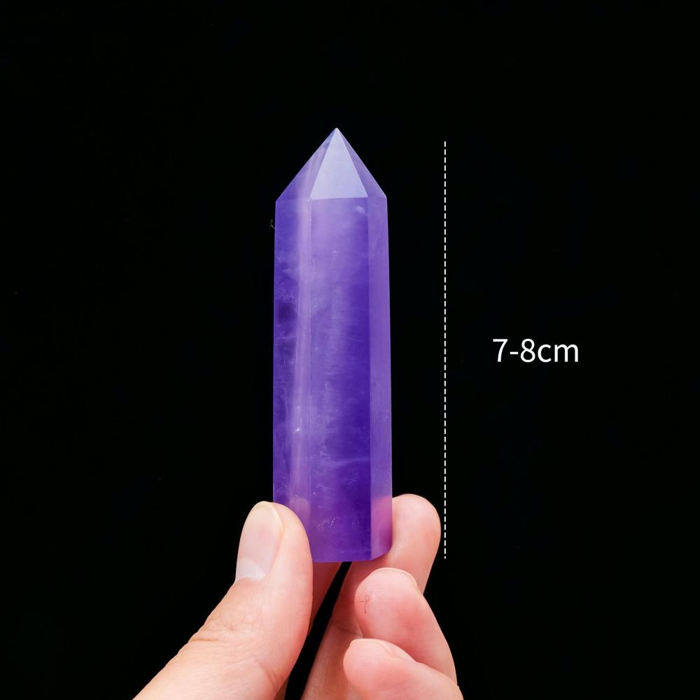 MYK4729-Natural purple fluorite crystal pillar ornament