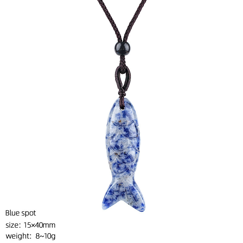 MYK4774-40mm Natural Semi-precious Stone Fish Necklace Pendant