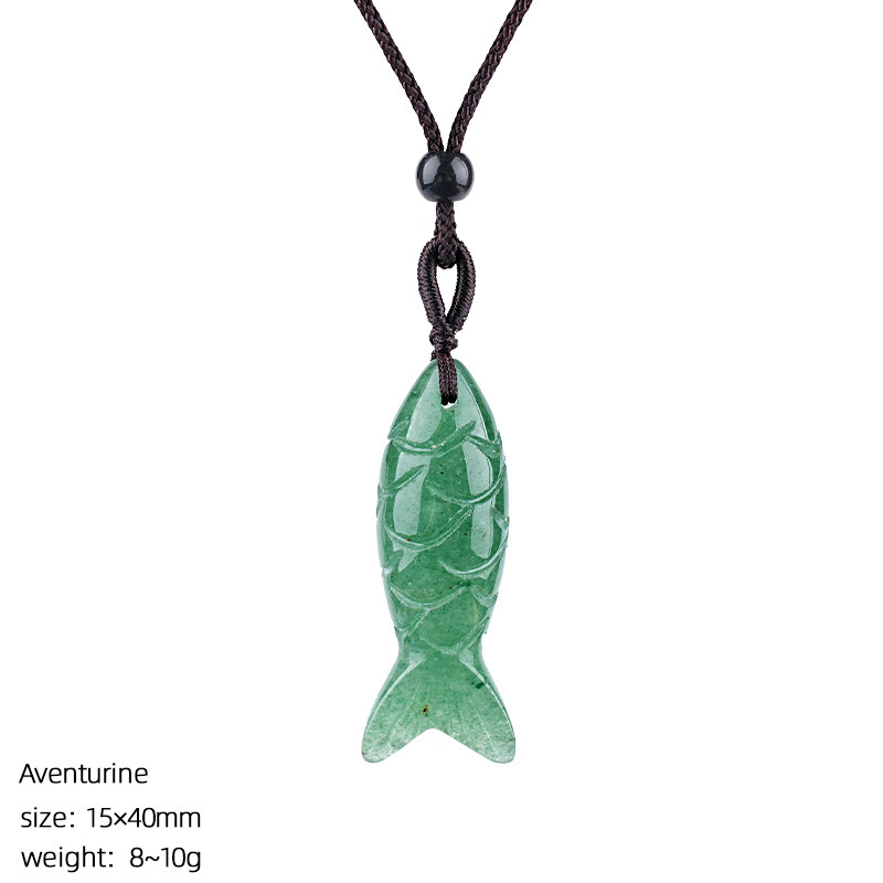 MYK4774-40mm Natural Semi-precious Stone Fish Necklace Pendant