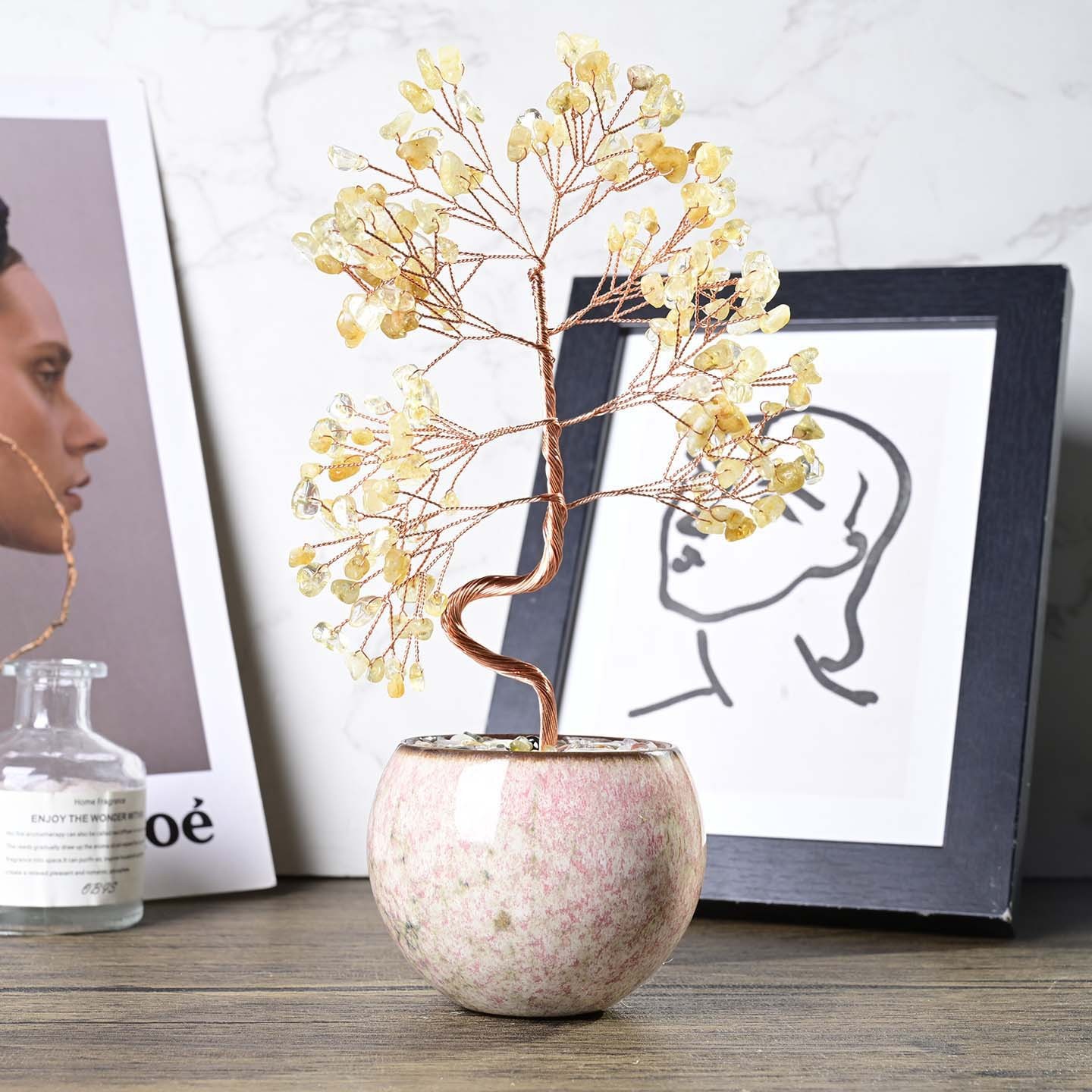 MYK4749-Natural High-Bowl Agate + Citrine Money Tree Ornament