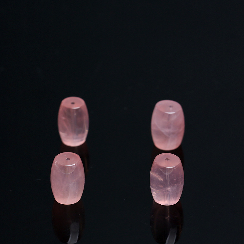 MYK4778-Natural Rose Quartz Barrel Beads