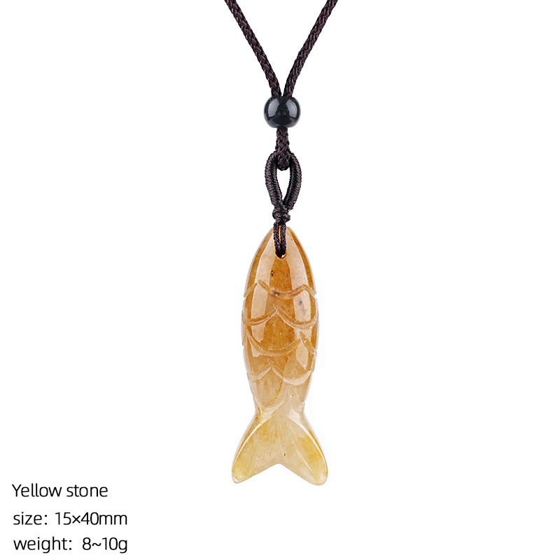 MYK4774-40mm Natural Semi-precious Stone Fish Necklace Pendant