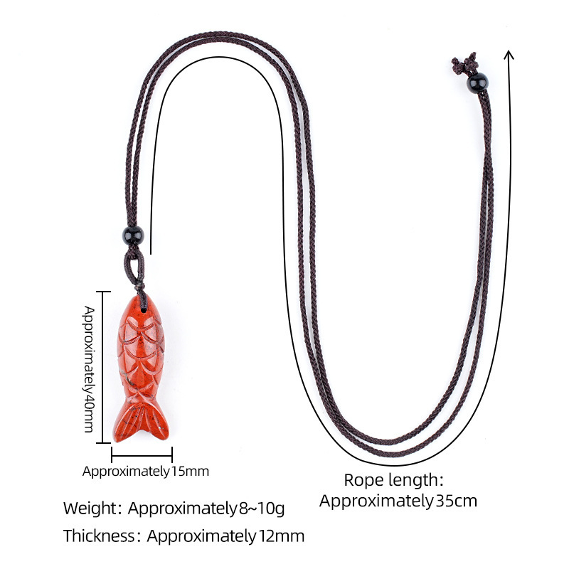 MYK4774-40mm Natural Semi-precious Stone Fish Necklace Pendant